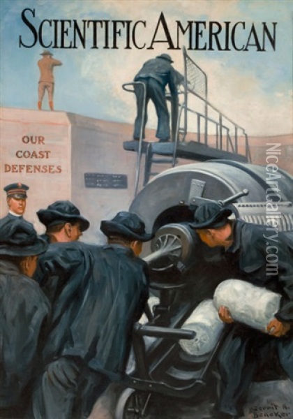 Our Coast Defenses, Scientific American Magazine Cover Oil Painting - Gerrit Albertus Beneker