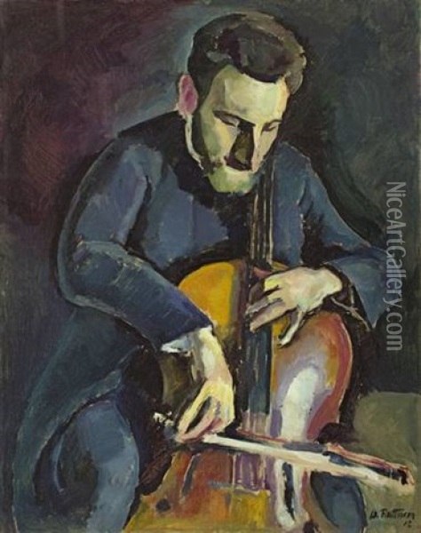 Cellist Oil Painting - Walter Ruttmann