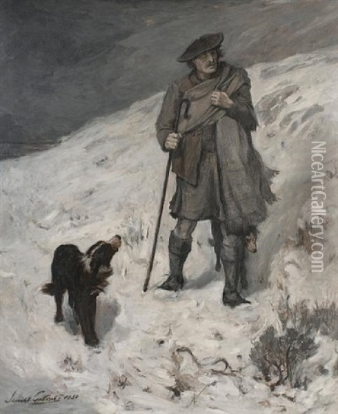 A Highland Shepherd (sketch) Oil Painting - James Guthrie