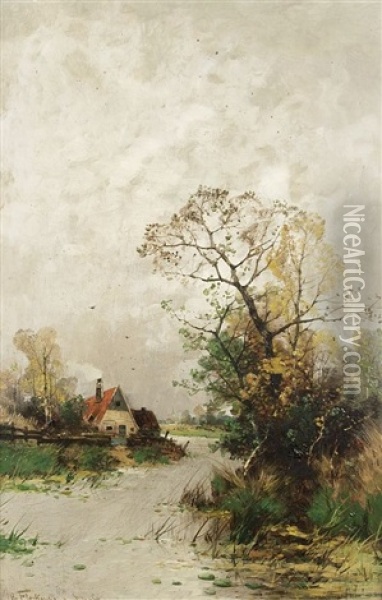Der Hof Am Ufer Oil Painting - Heinz Flockenhaus