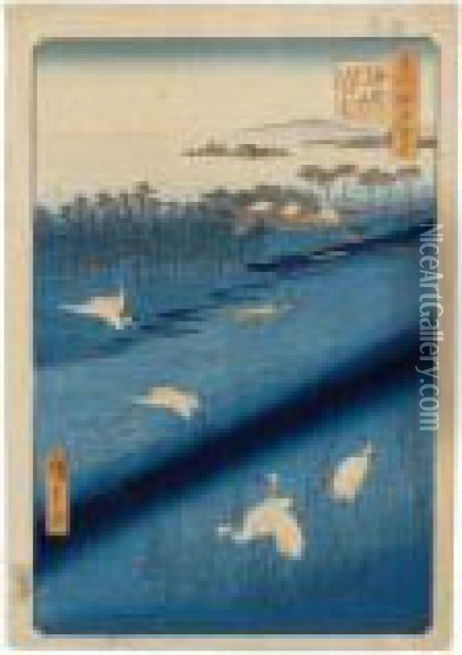 Ensemble De 6 Estampes Et Un Surimono Oil Painting - Utagawa or Ando Hiroshige