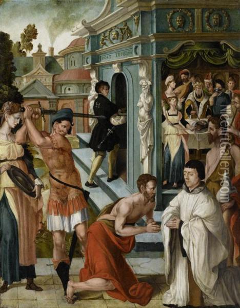 Martyrdom Of Saint John The Baptist Oil Painting - Lambert Lombard