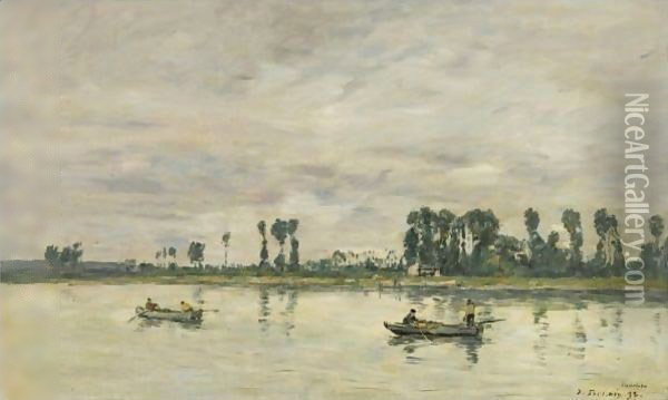 Caudebec-En-Caux. Bords De Seine Oil Painting - Eugene Boudin