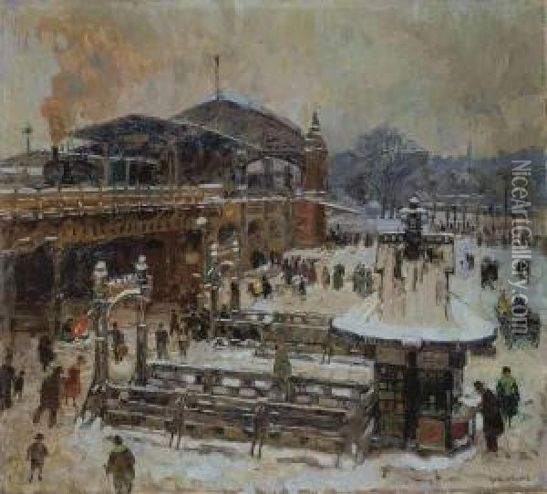 Winter Am Bahnhof Zoologischer Garten Oil Painting - Karl Wendel