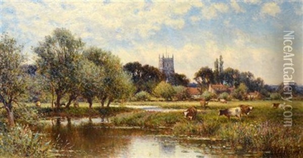 Kempsford On Thames Oil Painting - Alfred Augustus Glendening Sr.