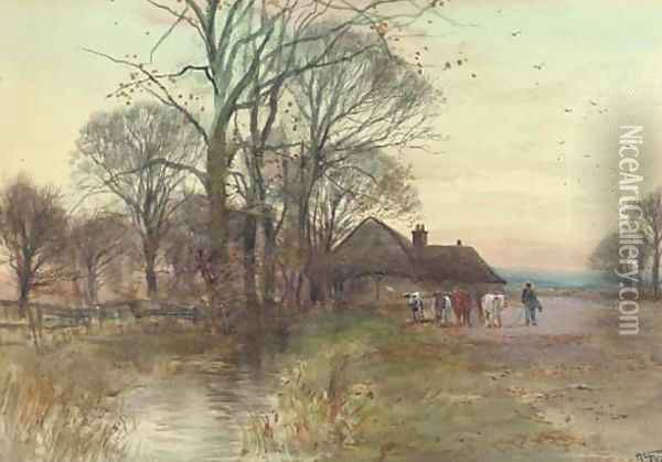 Returning to the farm Oil Painting - Henry Charles Fox