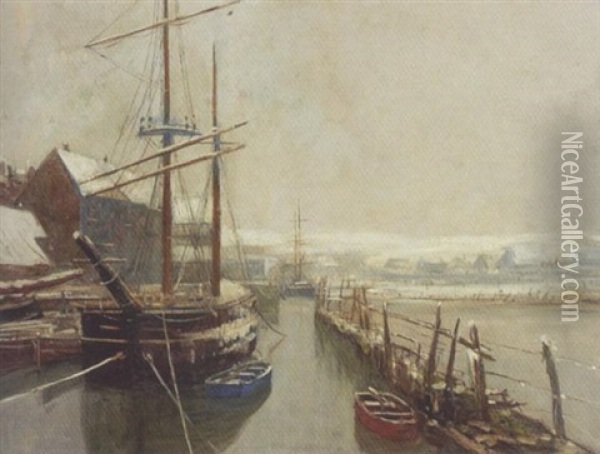 Winterim Hafen Oil Painting - Alexander Essfeld