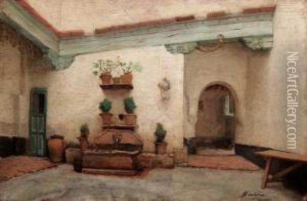 Cortile Spagnolo Oil Painting - Filadelfo Simi