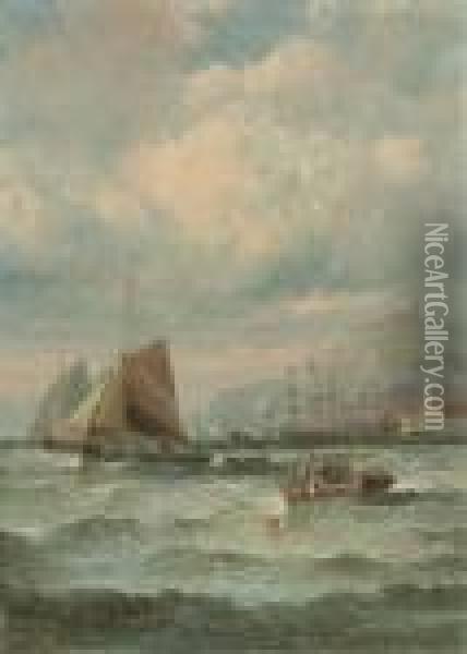Shipping Off Tynemouth Oil Painting - William A. Thornley Or Thornber