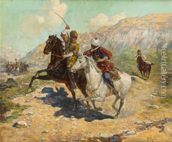 The Ambush Oil Painting - Franz Roubaud