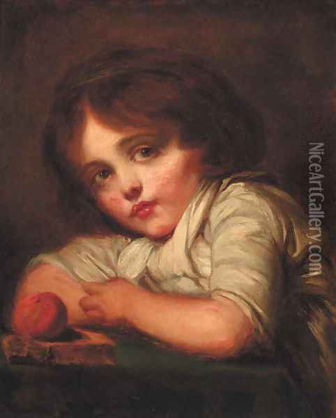 L'enfant a la Pomme Oil Painting - Jean Baptiste Greuze