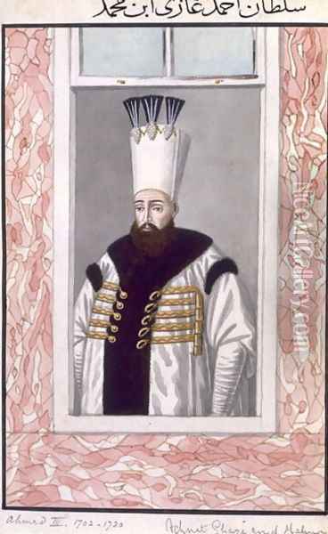 Ahmed III (1673-1736) Sultan 1703-30, from A Series of Portraits of the Emperors of Turkey, 1808 Oil Painting - John Young