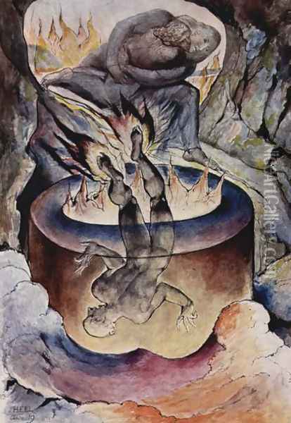 Inferno, Canto XIX, 42-120, The simoniac Pope Oil Painting - William Blake