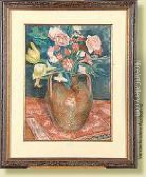 Vase De Fleurs Oil Painting - Lucien Mignon