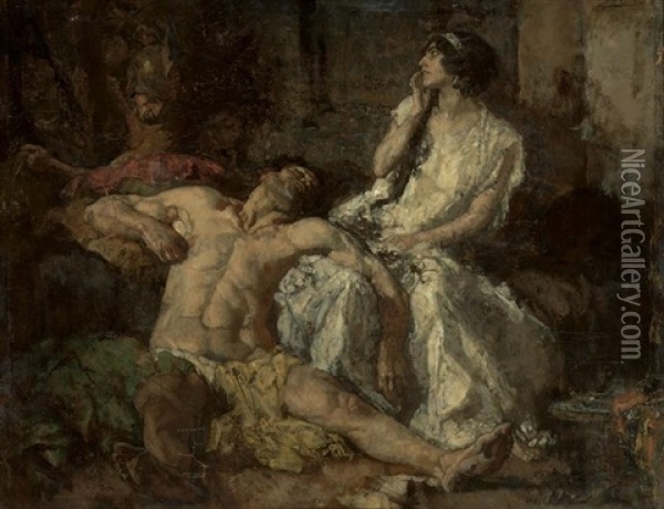 Samson And Delilah Oil Painting - Johannes Hendricus Jurres