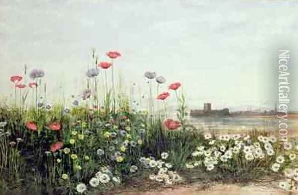 Bank of Summer Flowers Oil Painting - Andrew Nicholl