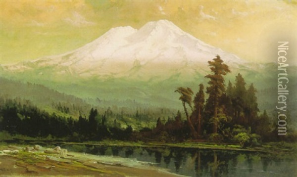 Mount Shasta At Sunset Oil Painting - Harry Cassie Best