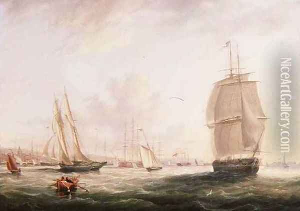 Shipping Off Tilbury Fort Gravesend Oil Painting - Adolphus Knell