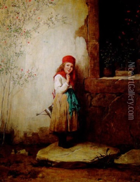 Die Kleine Gartnerin Oil Painting - Josef Bueche