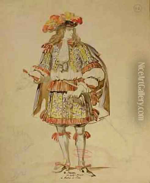 Costume design for an 1847 production of Don Juan 3 Oil Painting - Achille-Jacques-Jean-Marie Deveria