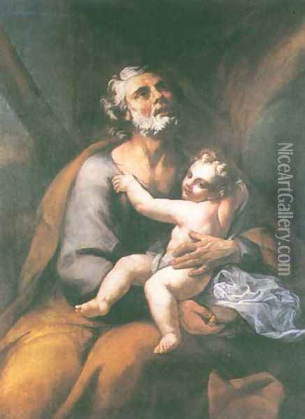 St. Joseph and Child Oil Painting - Francesco Boccacino
