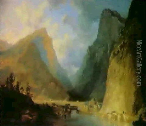 Voralpenlandschaft Oil Painting - Emil Theodor Richter