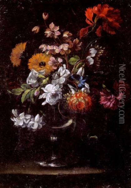 Blumenstraus In Einer Glasvase Oil Painting - Nicolas Baudesson