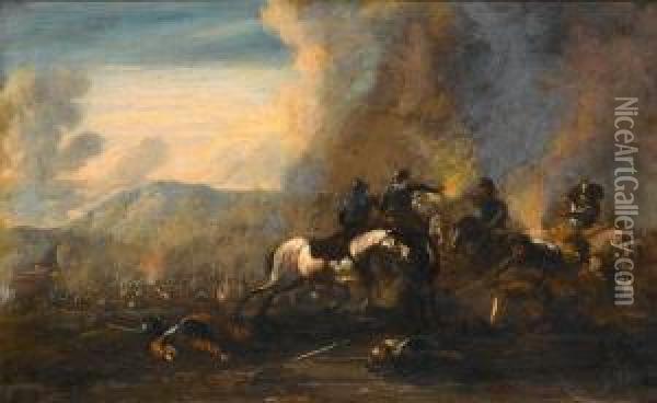 A Cavalry Battle Oil Painting - Antonio Calza