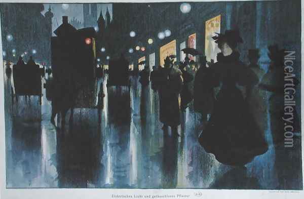Munich Street at Night Oil Painting - Karl Vetter