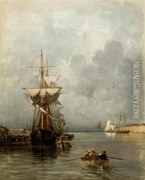 Harbour Scene Oil Painting - Konstantinos Volanakis