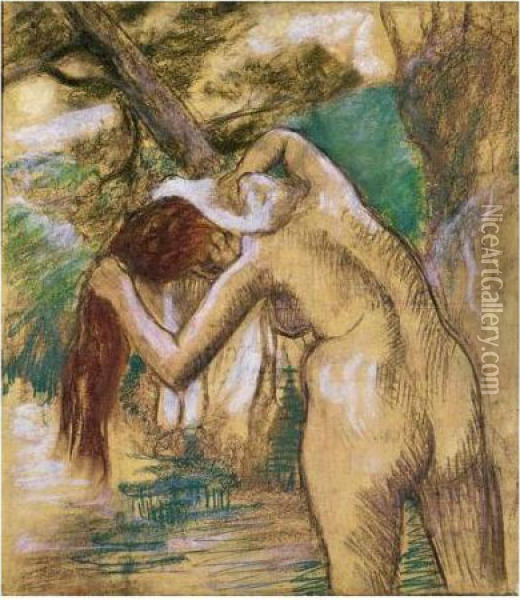 Baigneuse Au Bord De L'eau Oil Painting - Edgar Degas