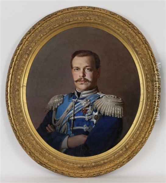 Portrait Du Tsar Alexandre Iii Oil Painting - Sergei Konstantinovich Zaryanko