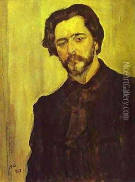 Portrait Of The Writer Leonid Andreev 1907 Oil Painting - Valentin Aleksandrovich Serov