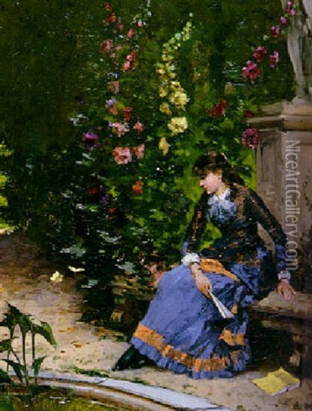 La Lectrice Pensive Oil Painting - Edmond Yarz