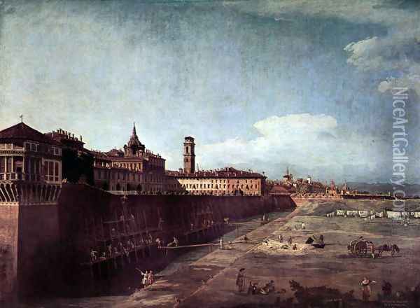 Torino, veduta del Palazzo reale da fuori le mura Oil Painting - (Giovanni Antonio Canal) Canaletto