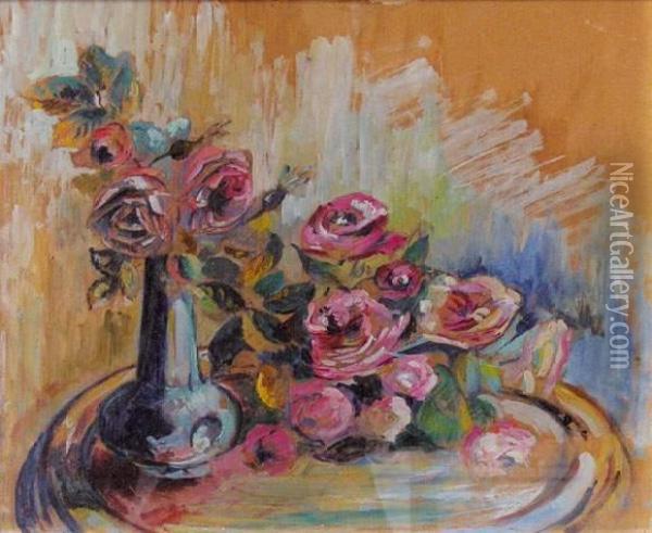 Nature Morte Aux Roses Oil Painting - Nicolas Tarkhoff