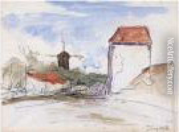 Paysage Au Moulin Oil Painting - Johan Barthold Jongkind