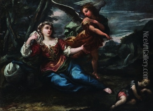 Agar E L'angelo Oil Painting - Giovanni Camillo Sagrestani
