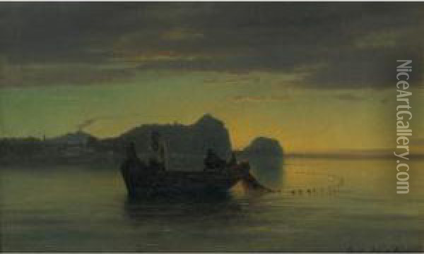 Sunset In The Bay Of Naples Oil Painting - Oswald Achenbach