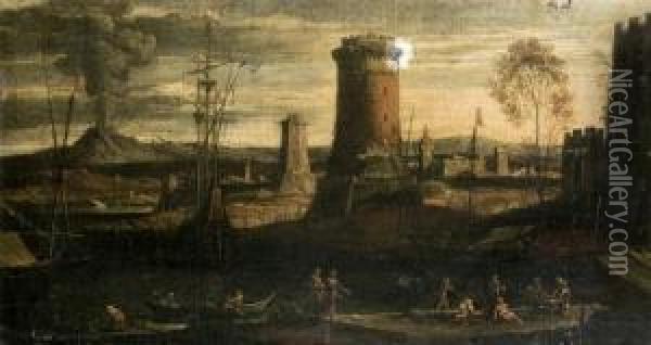 Porto Del Mediterraneo Oil Painting - Adriaen Van Der Kabel