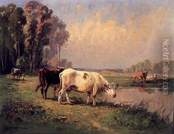Paisaje Con Vacas Oil Painting - Georges Brasseur