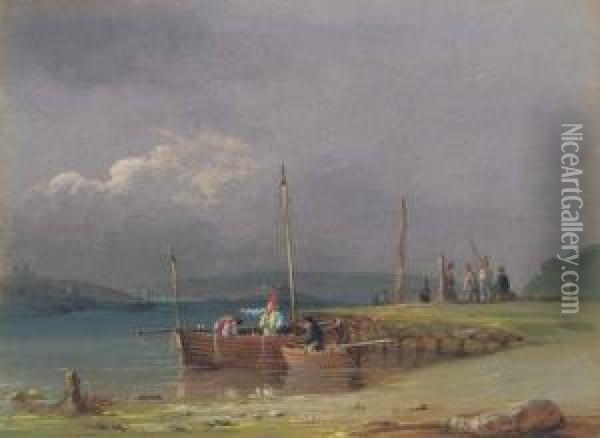 Plymouth Hoe And Drake's Island From Cremyll Point Oil Painting - Condy, Nicholas Matthews