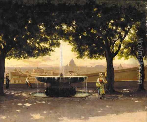 A veduta of Rome Oil Painting - Ippolito Caffi