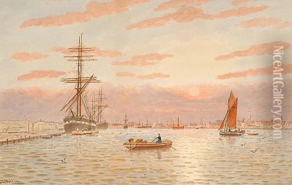 Rowing Out To The Boats Oil Painting - George Stanfield Walters
