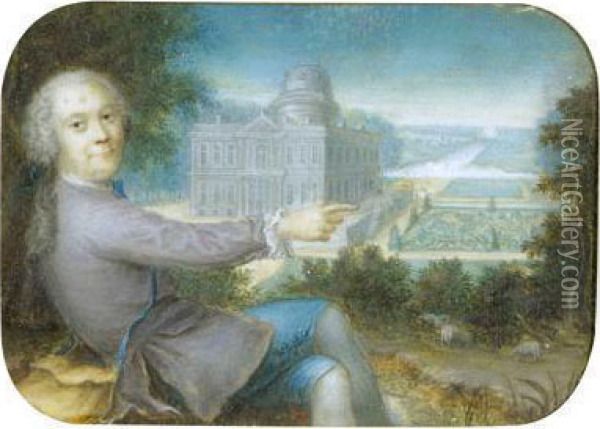 Portrait Presume De Frederic De La Tour, Duc De Bouillon Presentantle Chateau De Navarre A Evreux Oil Painting - Jean Baptiste Masse