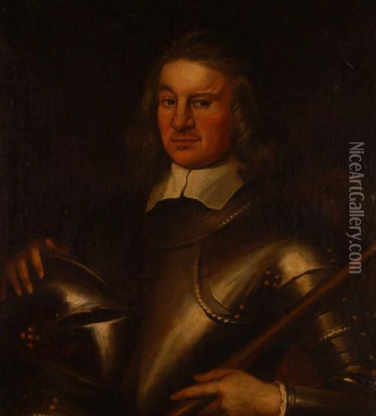 Portraitof A Man In Armour Oil Painting - Half Length