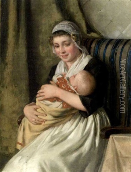 Mutter Mit Kind Oil Painting - Otto Kirberg