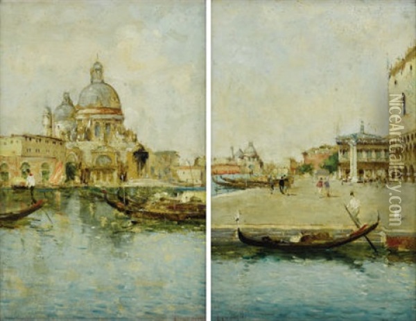 Piazza San Marco (+ Basilica Di San Marco; Pair) Oil Painting - Andrea Benedetti