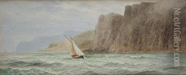 Sailing Boat Off The Gobbins, Black Head Oil Painting - Joseph Carey Carey