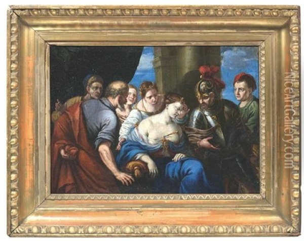 Der Selbstmord Der Lukretia. Oil Painting - Johann Rudolf Byss